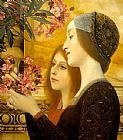 two girls with an oleander detail